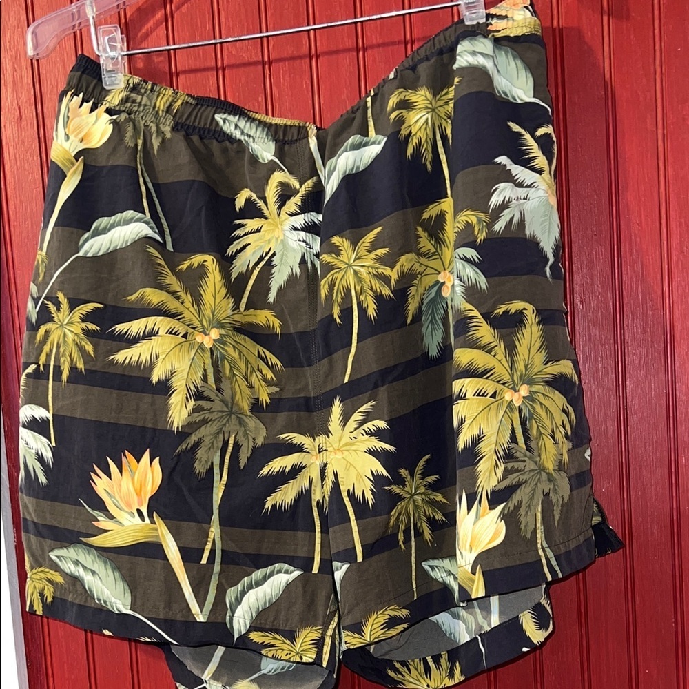 Tommy Bahama Black and Yellow Palm Swim Trunks